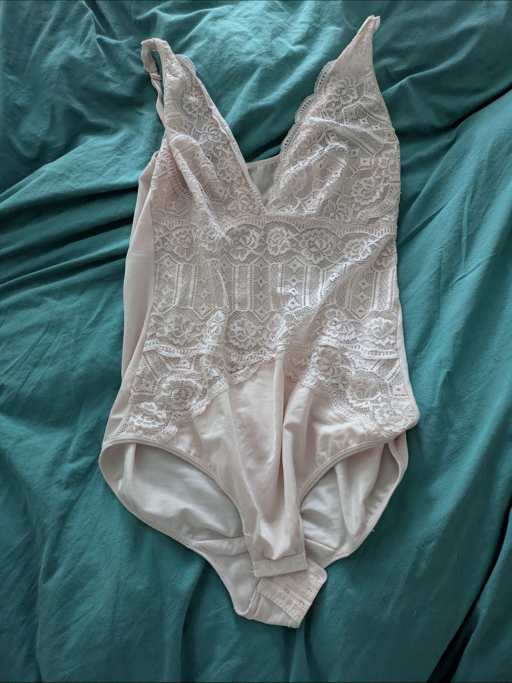 Blush Lace Trim Bodysuit L